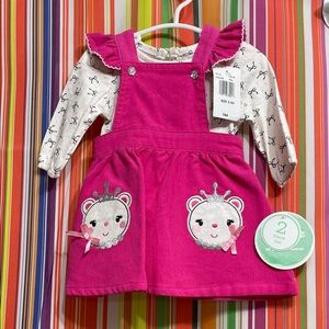 Nannette Fuchsia and White Kids Casual Dress